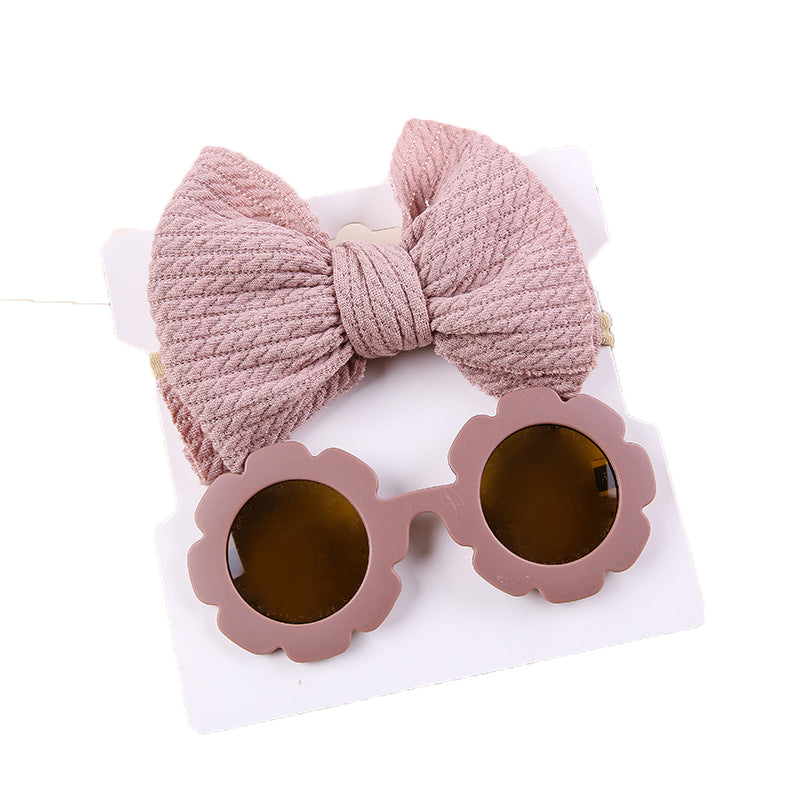 2 Pieces Set Girls Polka dots Bow Headwear And Glasses Wholesale 221216381