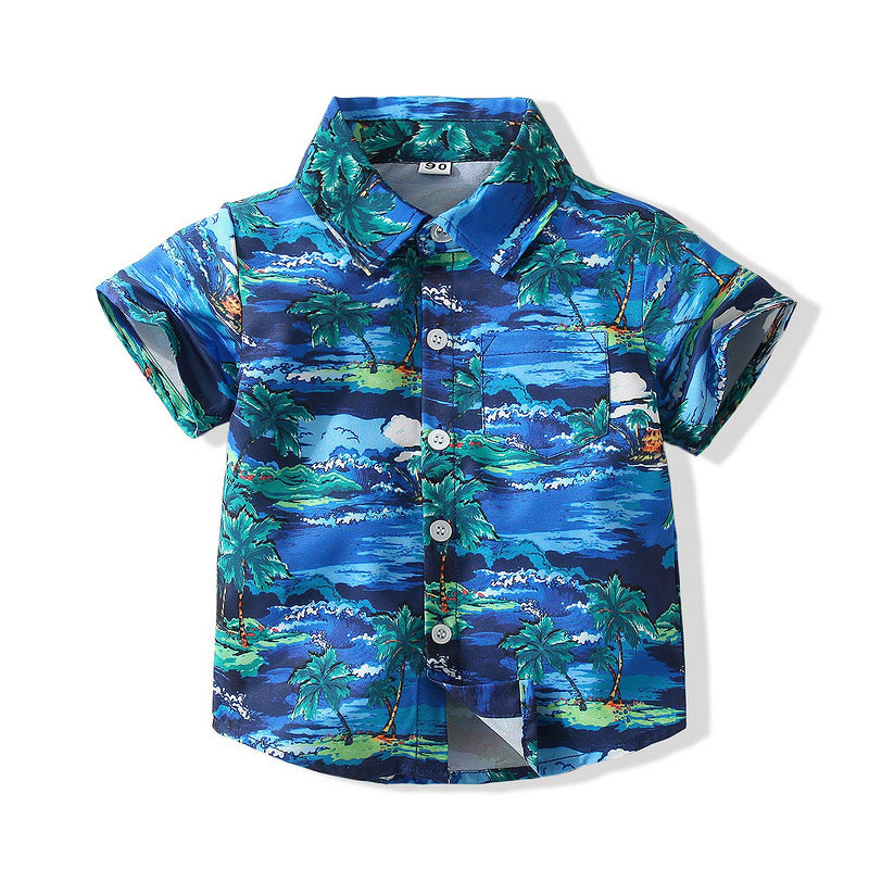 Baby Kid Boys Tropical print Plant Beach Shirts Wholesale 221216382