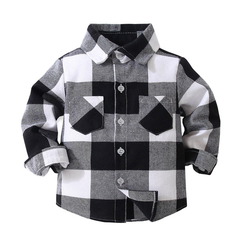 Baby Kid Boys Color-blocking Checked Shirts Wholesale 221216386