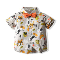Load image into Gallery viewer, 2 Pieces Set Baby Kid Boys Cartoon Print Shirts And Solid Color Shorts Wholesale 221216388
