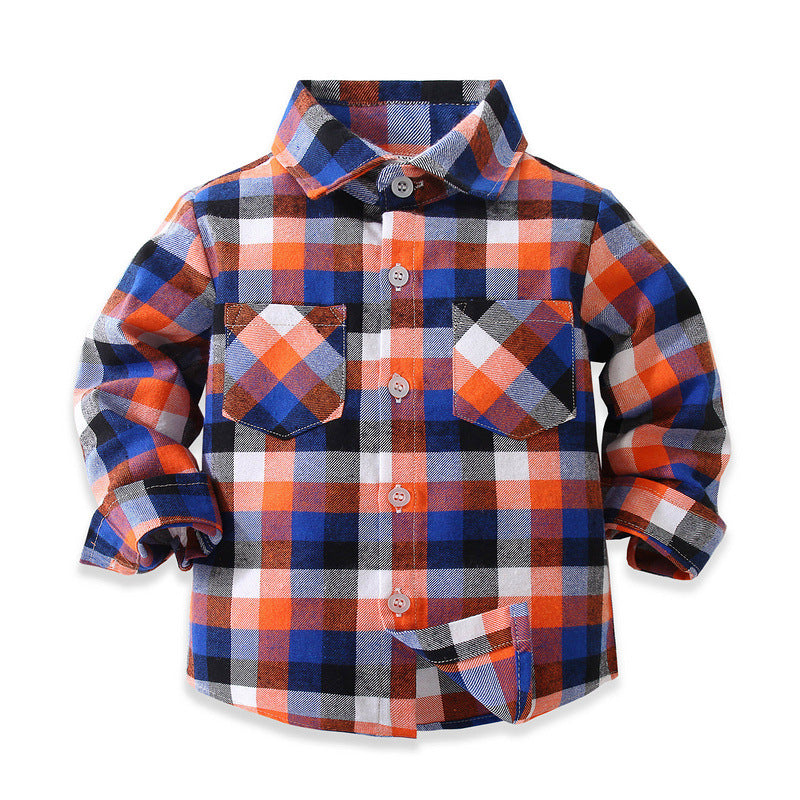 Baby Kid Boys Color-blocking Checked Shirts Wholesale 221216389