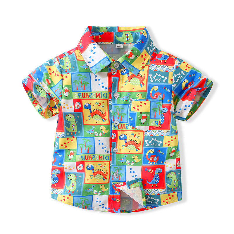 Baby Kid Boys Letters Dinosaur Cartoon Print Shirts Wholesale 221216393