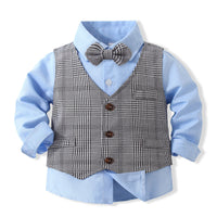 Load image into Gallery viewer, 3 Pieces Set Baby Kid Boys Birthday Party Bow Shirts And Checked Vests Waistcoats And Pants Wholesale 221216398
