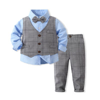 Load image into Gallery viewer, 3 Pieces Set Baby Kid Boys Birthday Party Bow Shirts And Checked Vests Waistcoats And Pants Wholesale 221216398
