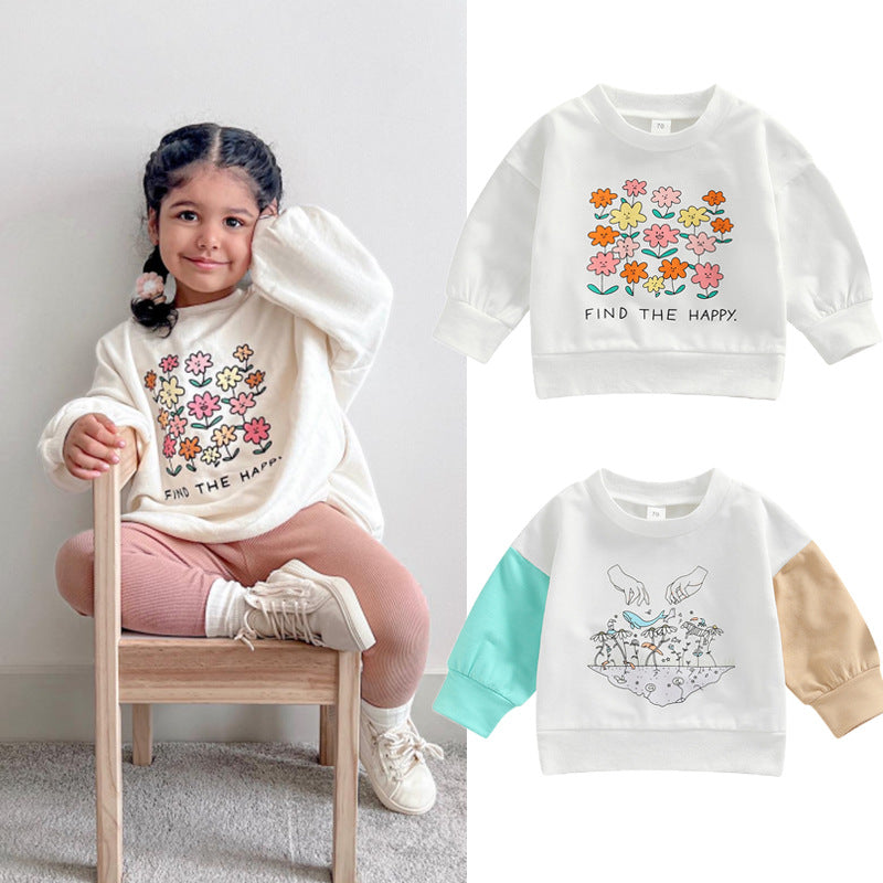 Baby Kid Girls Letters Flower Print Tops Wholesale 221216421