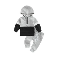 Load image into Gallery viewer, 2 Pieces Set Baby Kid Unisex Color-blocking Hoodies Swearshirts And Solid Color Pants Wholesale 221216426
