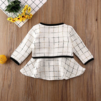Load image into Gallery viewer, 2 Pieces Set Baby Kid Girls Color-blocking Dresses And Checked Bow Jackets Outwears Wholesale 22121643
