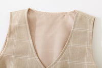 Load image into Gallery viewer, 3 Pieces Set Baby Kid Boys Birthday Solid Color Bow Shirts Checked Vests Waistcoats And Pants Wholesale 221216435
