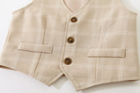 Load image into Gallery viewer, 3 Pieces Set Baby Kid Boys Birthday Solid Color Bow Shirts Checked Vests Waistcoats And Pants Wholesale 221216435
