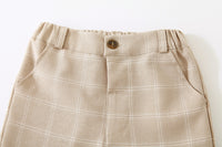 Load image into Gallery viewer, 3 Pieces Set Baby Kid Boys Birthday Solid Color Bow Shirts Checked Vests Waistcoats And Pants Wholesale 221216435
