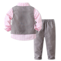 Load image into Gallery viewer, 3 Pieces Set Baby Kid Boys Birthday Striped Shirts Solid Color Vests Waistcoats And Pants Wholesale 221216436
