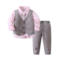 Load image into Gallery viewer, 3 Pieces Set Baby Kid Boys Birthday Striped Shirts Solid Color Vests Waistcoats And Pants Wholesale 221216436
