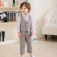 Load image into Gallery viewer, 3 Pieces Set Baby Kid Boys Birthday Striped Shirts Solid Color Vests Waistcoats And Pants Wholesale 221216436
