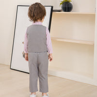 Load image into Gallery viewer, 3 Pieces Set Baby Kid Boys Birthday Striped Shirts Solid Color Vests Waistcoats And Pants Wholesale 221216436
