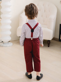 Load image into Gallery viewer, 2 Pieces Set Baby Kid Boys Birthday Party Striped Bow Shirts And Solid Color Jumpsuits Wholesale 221216437
