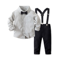 Load image into Gallery viewer, 2 Pieces Set Baby Kid Boys Birthday Party Striped Bow Shirts And Solid Color Jumpsuits Wholesale 221216437
