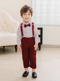 Load image into Gallery viewer, 2 Pieces Set Baby Kid Boys Birthday Party Striped Bow Shirts And Solid Color Jumpsuits Wholesale 221216437
