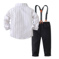 Load image into Gallery viewer, 2 Pieces Set Baby Kid Boys Birthday Party Striped Bow Shirts And Solid Color Jumpsuits Wholesale 221216441
