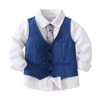Load image into Gallery viewer, 3 Pieces Set Baby Kid Boys Birthday Party Solid Color Bow Shirts Vests Waistcoats And Pants Wholesale 221216443
