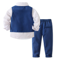 Load image into Gallery viewer, 3 Pieces Set Baby Kid Boys Birthday Party Solid Color Bow Shirts Vests Waistcoats And Pants Wholesale 221216443

