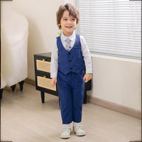 Load image into Gallery viewer, 3 Pieces Set Baby Kid Boys Birthday Party Solid Color Bow Shirts Vests Waistcoats And Pants Wholesale 221216443
