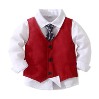 Load image into Gallery viewer, 3 Pieces Set Baby Kid Boys Birthday Party Solid Color Bow Shirts Vests Waistcoats And Pants Wholesale 221216444
