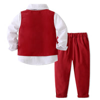 Load image into Gallery viewer, 3 Pieces Set Baby Kid Boys Birthday Party Solid Color Bow Shirts Vests Waistcoats And Pants Wholesale 221216444
