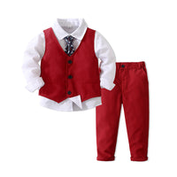 Load image into Gallery viewer, 3 Pieces Set Baby Kid Boys Birthday Party Solid Color Bow Shirts Vests Waistcoats And Pants Wholesale 221216444
