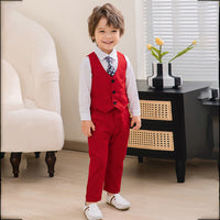 Load image into Gallery viewer, 3 Pieces Set Baby Kid Boys Birthday Party Solid Color Bow Shirts Vests Waistcoats And Pants Wholesale 221216444

