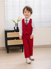 Load image into Gallery viewer, 3 Pieces Set Baby Kid Boys Birthday Party Solid Color Bow Shirts Vests Waistcoats And Pants Wholesale 221216444
