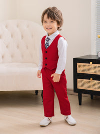 Load image into Gallery viewer, 3 Pieces Set Baby Kid Boys Birthday Party Solid Color Bow Shirts Vests Waistcoats And Pants Wholesale 221216444
