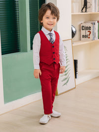 Load image into Gallery viewer, 3 Pieces Set Baby Kid Boys Birthday Party Solid Color Bow Shirts Vests Waistcoats And Pants Wholesale 221216444
