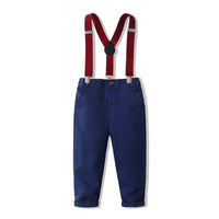 Load image into Gallery viewer, 2 Pieces Set Baby Kid Boys Birthday Party Striped Bow Shirts And Solid Color Jumpsuits Wholesale 221216446
