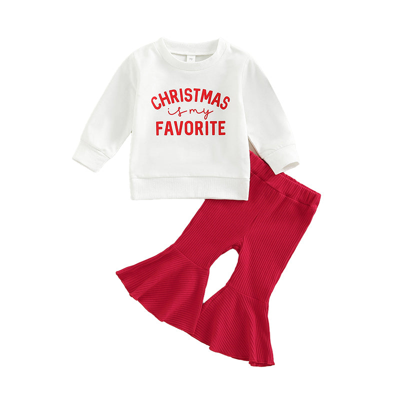 2 Pieces Set Baby Kid Girls Christmas Letters Hoodies Swearshirts And Solid Color Pants Wholesale 221216447