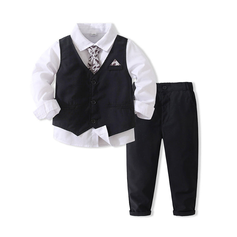 3 Pieces Set Baby Kid Boys Birthday Party Solid Color Bow Shirts Vests Waistcoats And Pants Wholesale 221216452