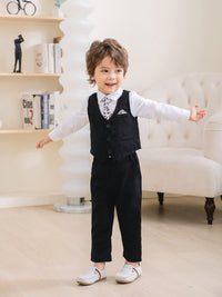 Load image into Gallery viewer, 3 Pieces Set Baby Kid Boys Birthday Party Solid Color Bow Shirts Vests Waistcoats And Pants Wholesale 221216452

