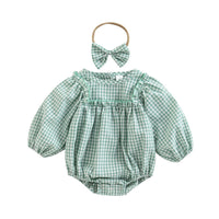 Load image into Gallery viewer, Baby Girls Checked Rompers Wholesale 221216453
