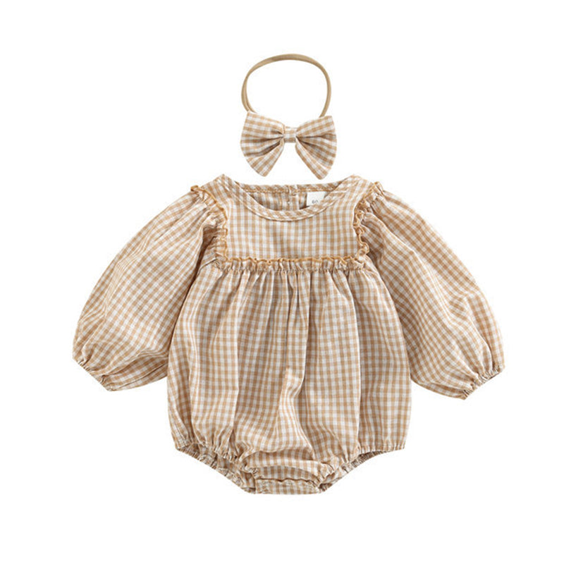 Baby Girls Checked Rompers Wholesale 221216453