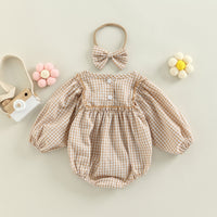 Load image into Gallery viewer, Baby Girls Checked Rompers Wholesale 221216453
