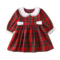 Load image into Gallery viewer, Baby Kid Girls Checked Lace Christmas Dresses Wholesale 22121647
