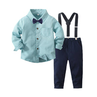 Load image into Gallery viewer, 2 Pieces Set Baby Kid Boys Birthday Party Solid Color Bow Shirts And Jumpsuits Wholesale 221216482
