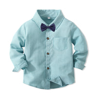 Load image into Gallery viewer, 2 Pieces Set Baby Kid Boys Birthday Party Solid Color Bow Shirts And Jumpsuits Wholesale 221216482
