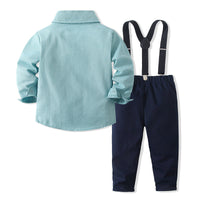 Load image into Gallery viewer, 2 Pieces Set Baby Kid Boys Birthday Party Solid Color Bow Shirts And Jumpsuits Wholesale 221216482
