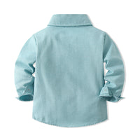 Load image into Gallery viewer, 2 Pieces Set Baby Kid Boys Birthday Party Solid Color Bow Shirts And Jumpsuits Wholesale 221216482
