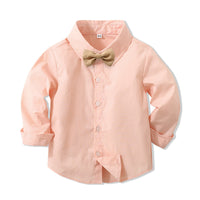 Load image into Gallery viewer, 2 Pieces Set Baby Kid Boys Birthday Party Solid Color Bow Shirts And Jumpsuits Wholesale 221216487
