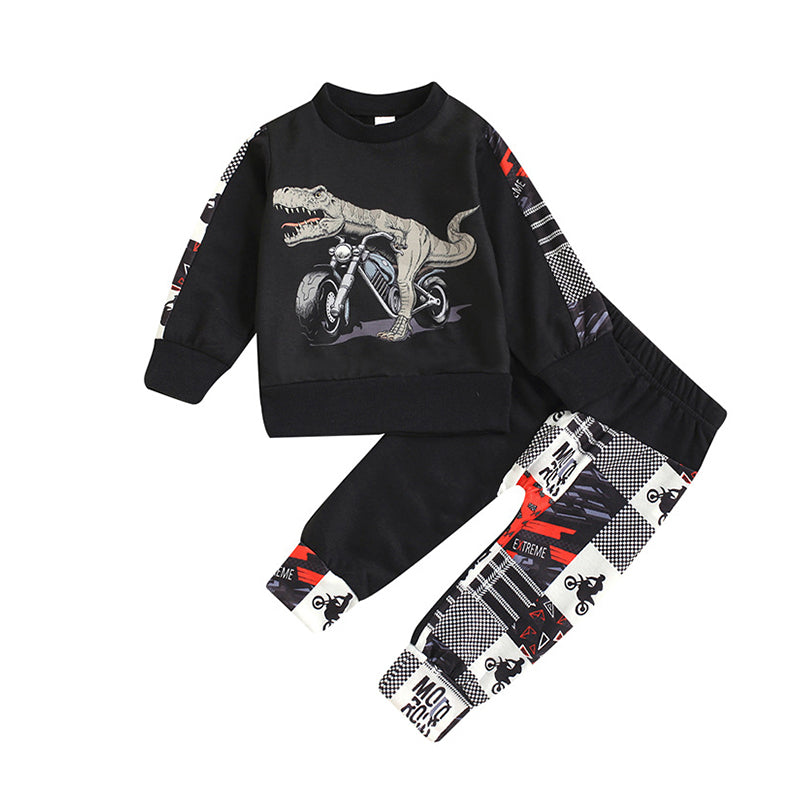 2 Pieces Set Baby Kid Boys Dinosaur Print Hoodies Swearshirts And Cartoon Pants Wholesale 221216507