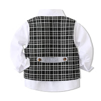 Load image into Gallery viewer, 3 Pieces Set Baby Kid Boys Birthday Party Bow Shirts And Checked Vests Waistcoats And Pants Wholesale 221216509
