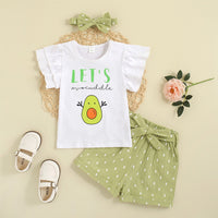 Load image into Gallery viewer, 2 Pieces Set Baby Kid Girls Letters Cartoon Print T-Shirts And Polka dots Shorts Wholesale 221216513
