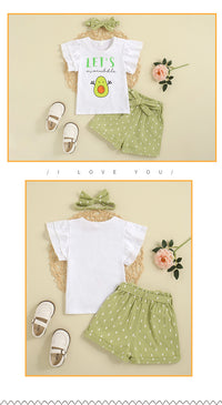 Load image into Gallery viewer, 2 Pieces Set Baby Kid Girls Letters Cartoon Print T-Shirts And Polka dots Shorts Wholesale 221216513
