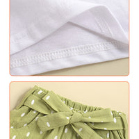 Load image into Gallery viewer, 2 Pieces Set Baby Kid Girls Letters Cartoon Print T-Shirts And Polka dots Shorts Wholesale 221216513
